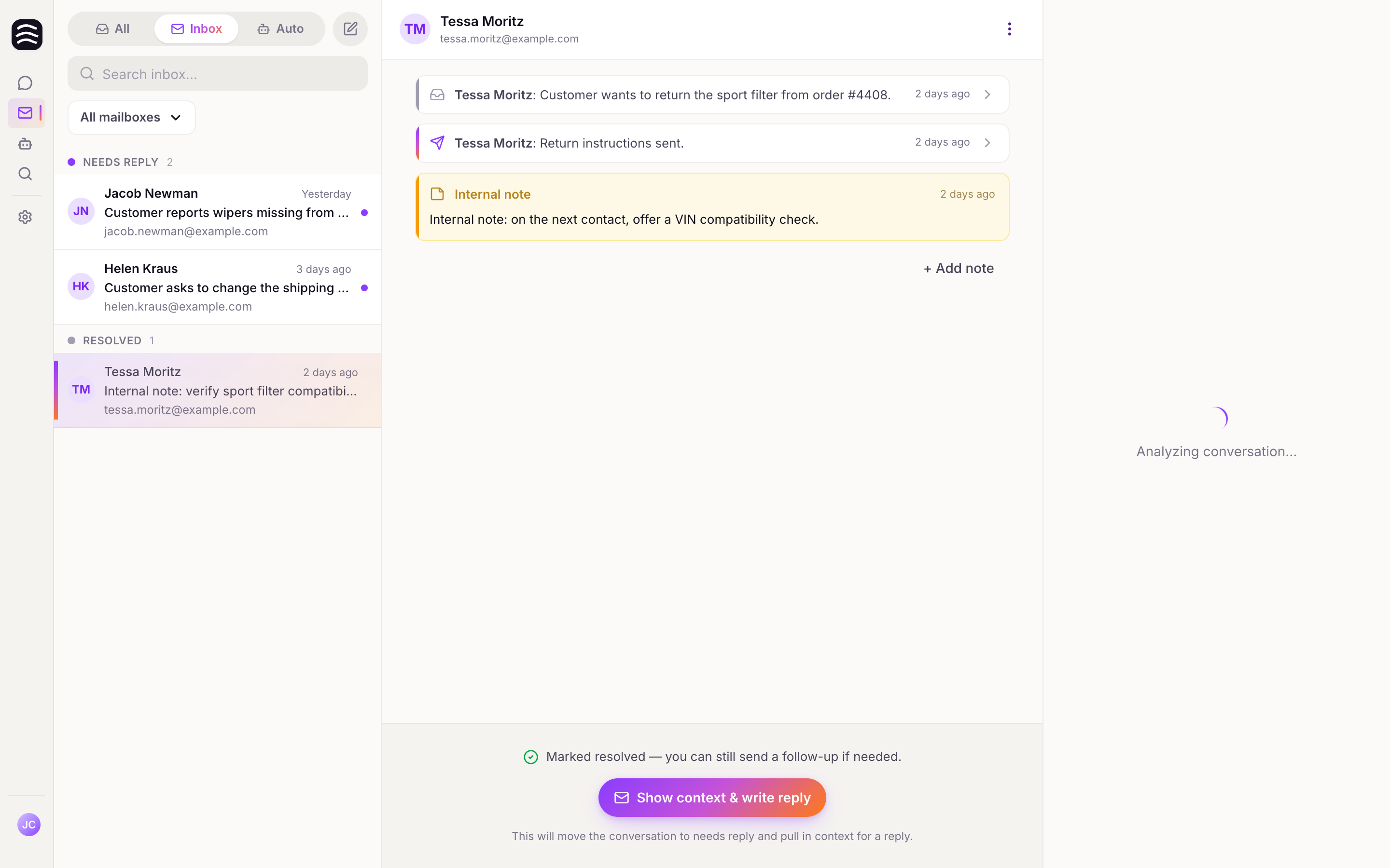 Resolved thread view